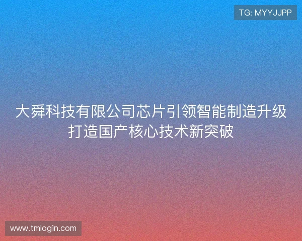 大舜科技有限公司芯片引领智能制造升级打造国产核心技术新突破